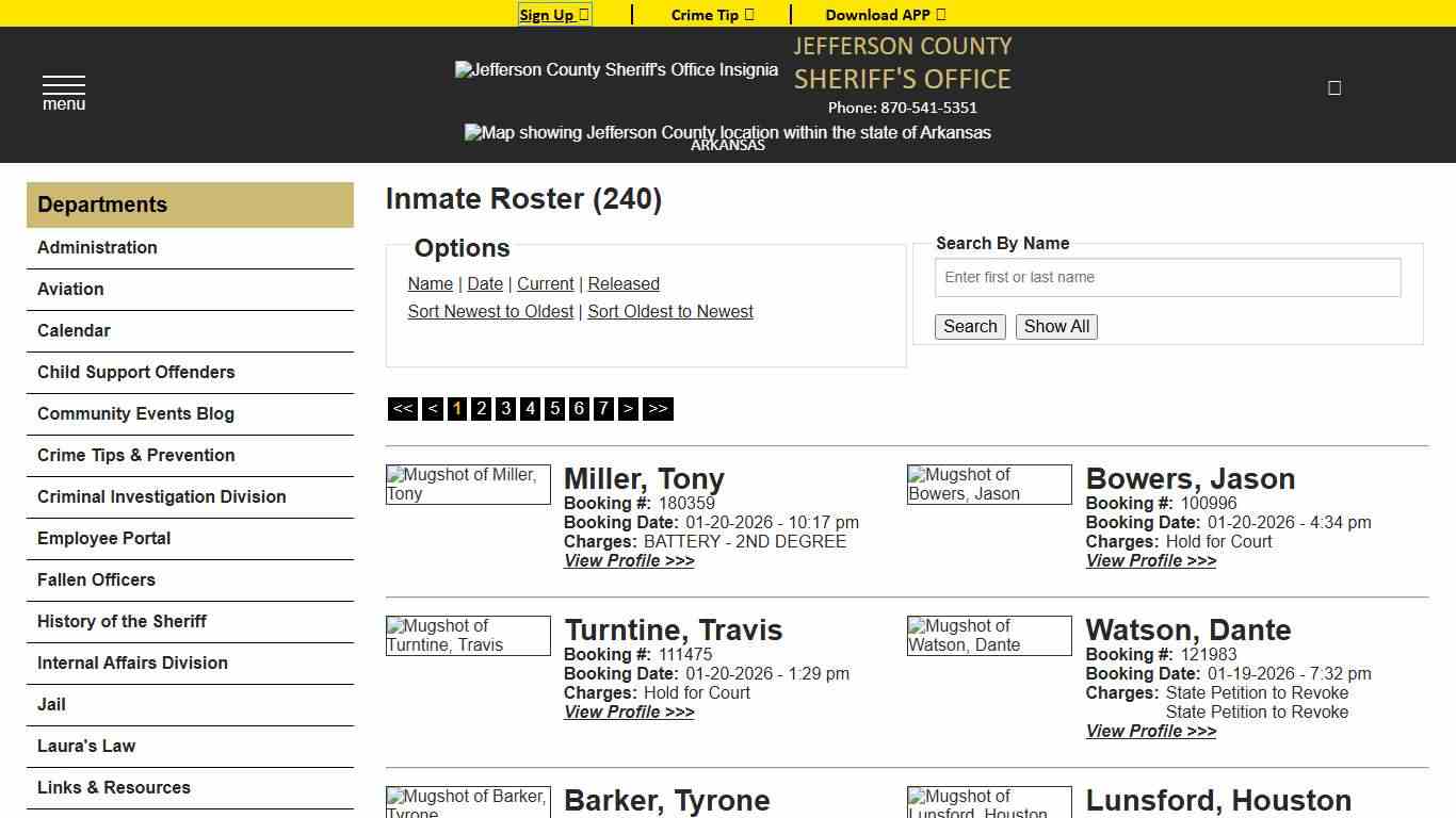 Inmate Roster - Current Inmates Booking Date Descending - Jefferson County Sheriff AR
